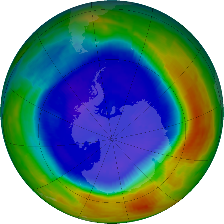 Antarctic ozone map for 08 September 1996